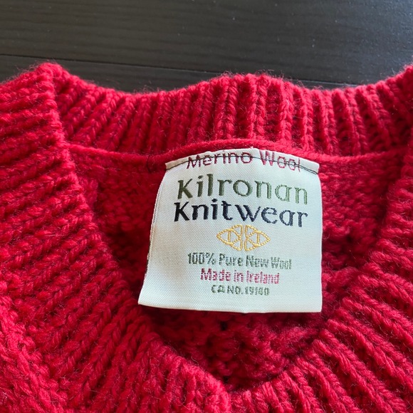 Kiloran Knitwear Sweater Medium Cardigan Fisherman cable knit Ireland Wool - Picture 2 of 8